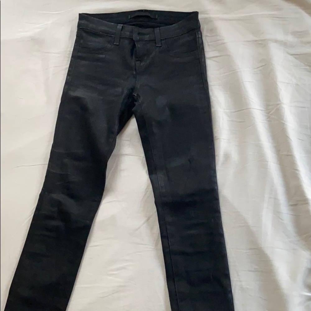 Leather coated J Brand Jeans